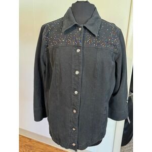 Dream Jeannes Quacker Factory Denim Stretch Jacket with Rhinestones Size L
